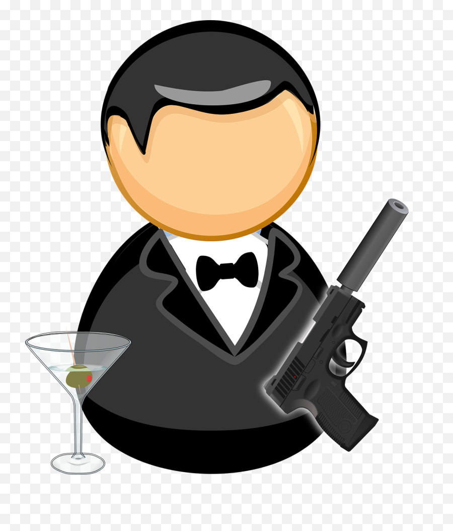 James Bond Agent Black Suit Bow - Free Vector Graphic On Pixabay Lawyer Png,Black Suit Png