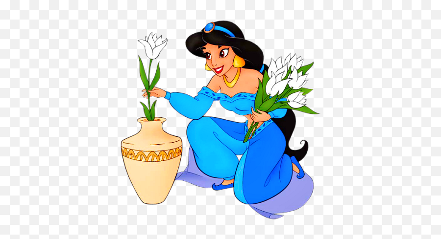 Aladdin Png - Princess Jasmine With Flower Full Size Png Jasmine,Princess Jasmine Png