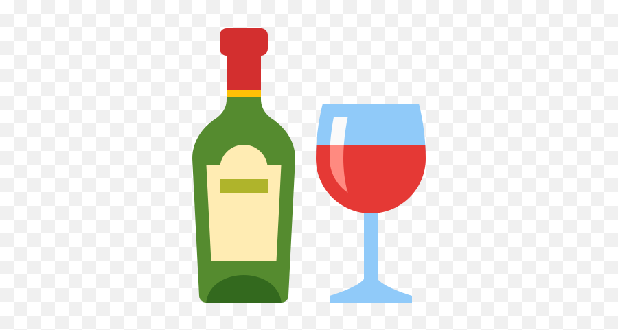 Wine And Glass Icon In Color Style - Wine Png,Wine Bottle Icon Png