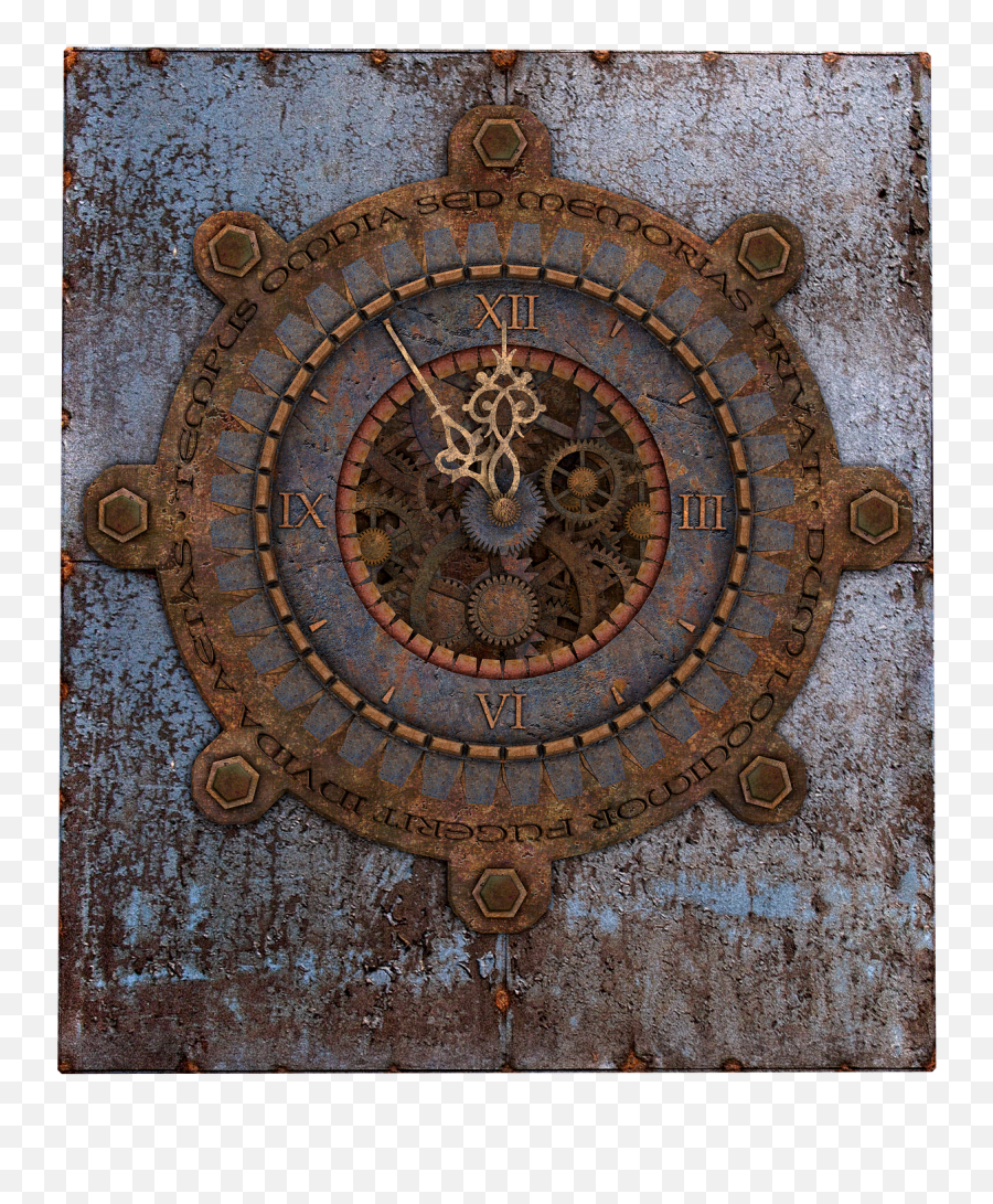 Clock Old Steampunk Metal Iron Isolatedclock - Steampunk Wall Clock Free Png,Vintage Clock Png