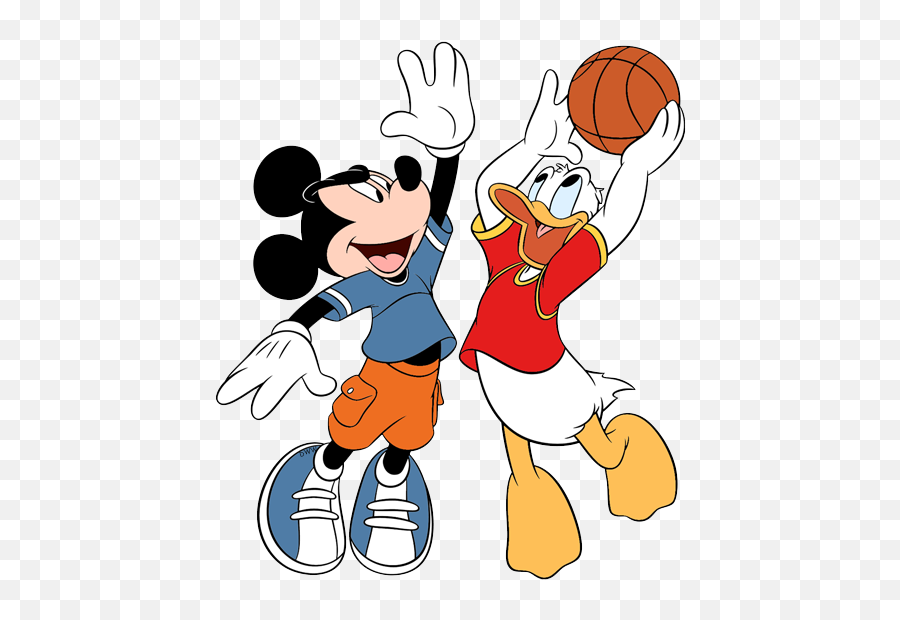 Mickey Donald And Goofy Clip Art Disney Galore - Mickey And Donald Clipart Png,Basketball Clipart Png