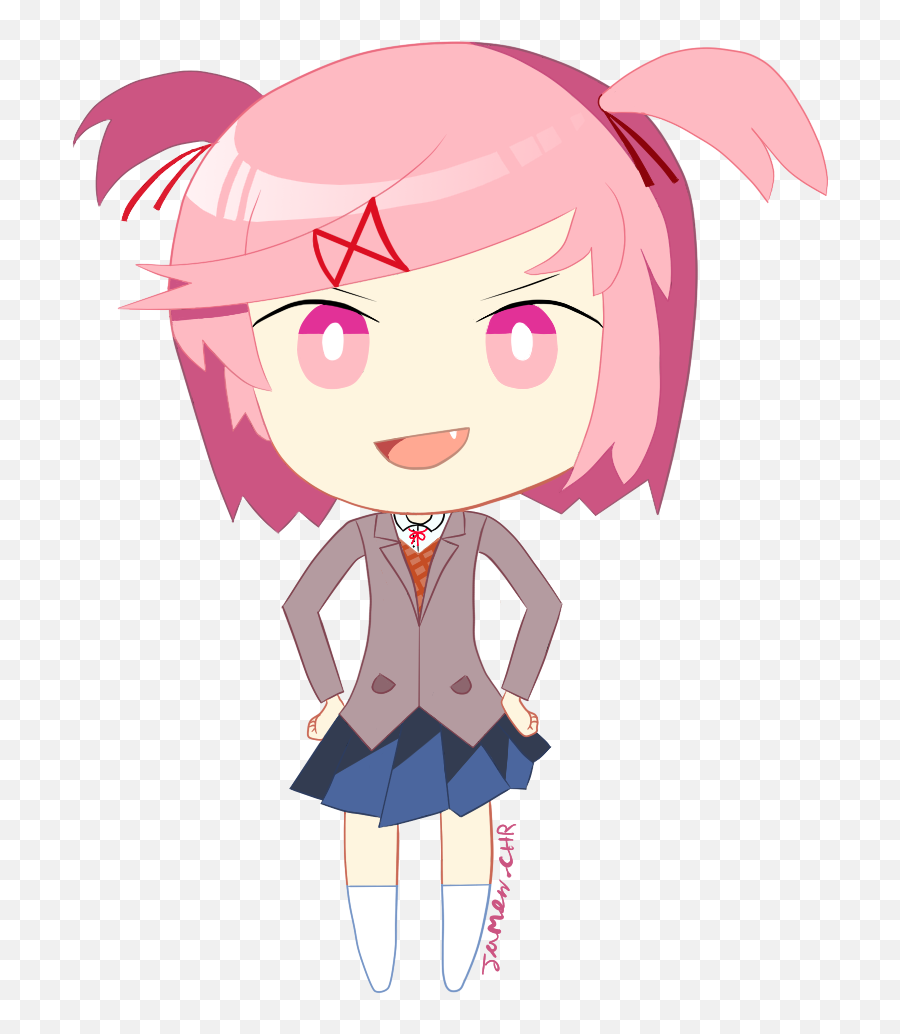 Chibi Natsuki Joins The Party With 4 Different Expressions - Girly Png,Natsuki Png