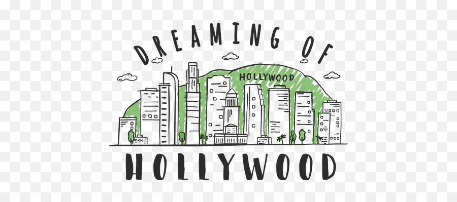 Hollywood Skyline Sticker - Hollywood Transparent Png,Hollywood Png