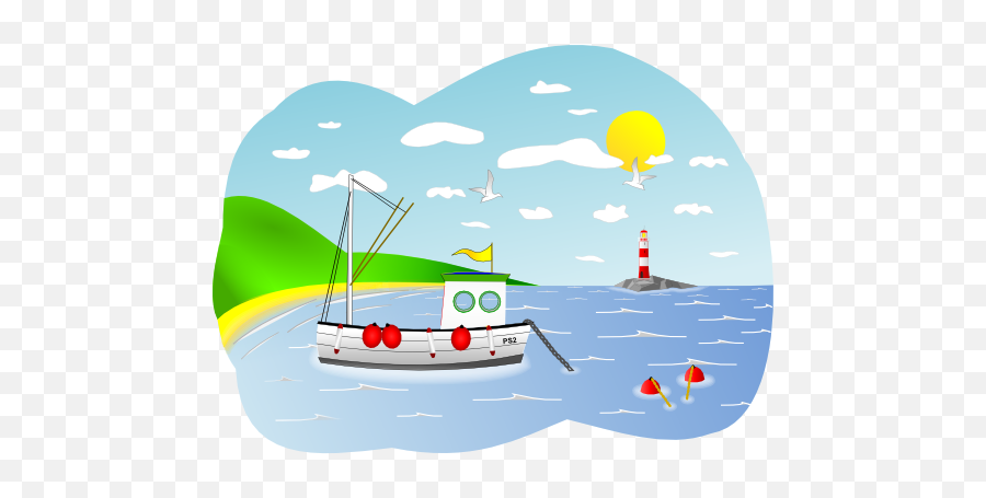 Clipart I2clipart - Royalty Free Public Domain Clipart Beach And Boat Clipart Png,Fishing Boat Png