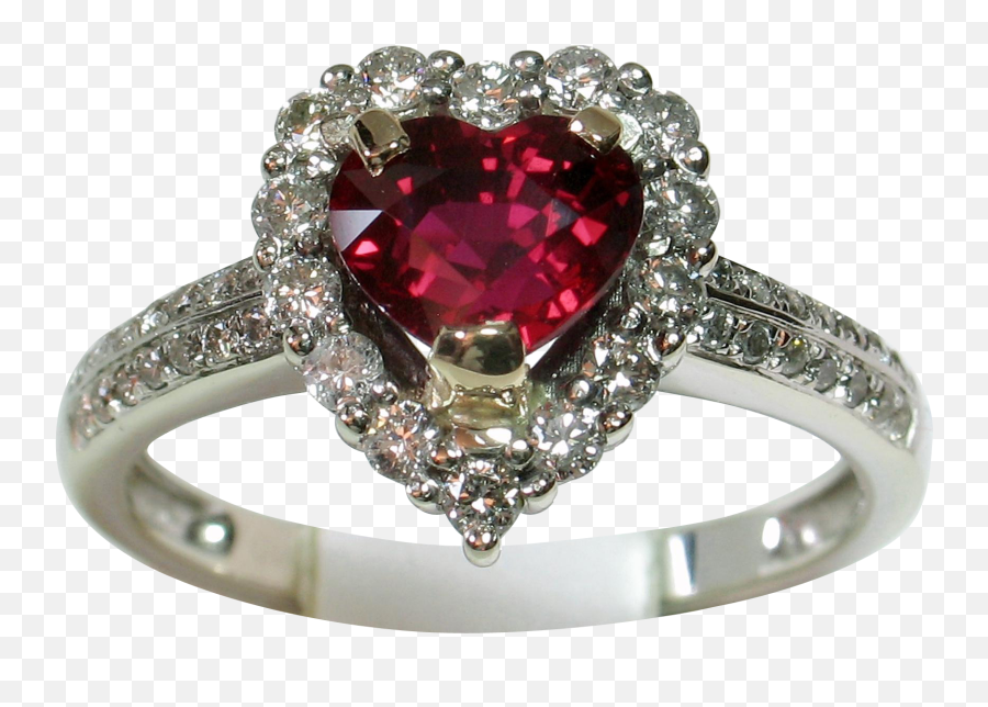 Download Diamond - Diamond Heart Shaped Ruby Ring Png,Red Ring Png