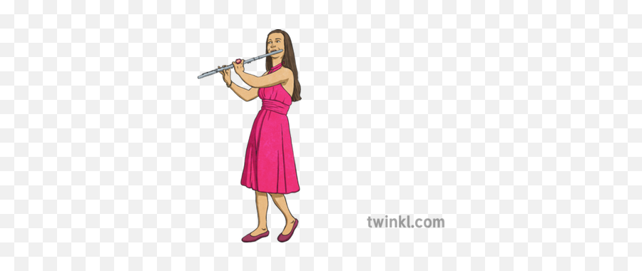Girl Playing Flute Illustration - Twinkl Piccolo Png,Flute Png