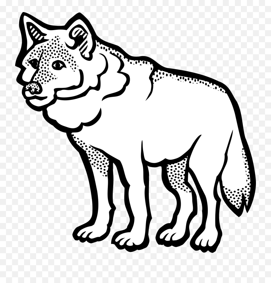Thick Outline Wolf Illustration - Wolf Clipart Black And White Png,Wolf Outline Png