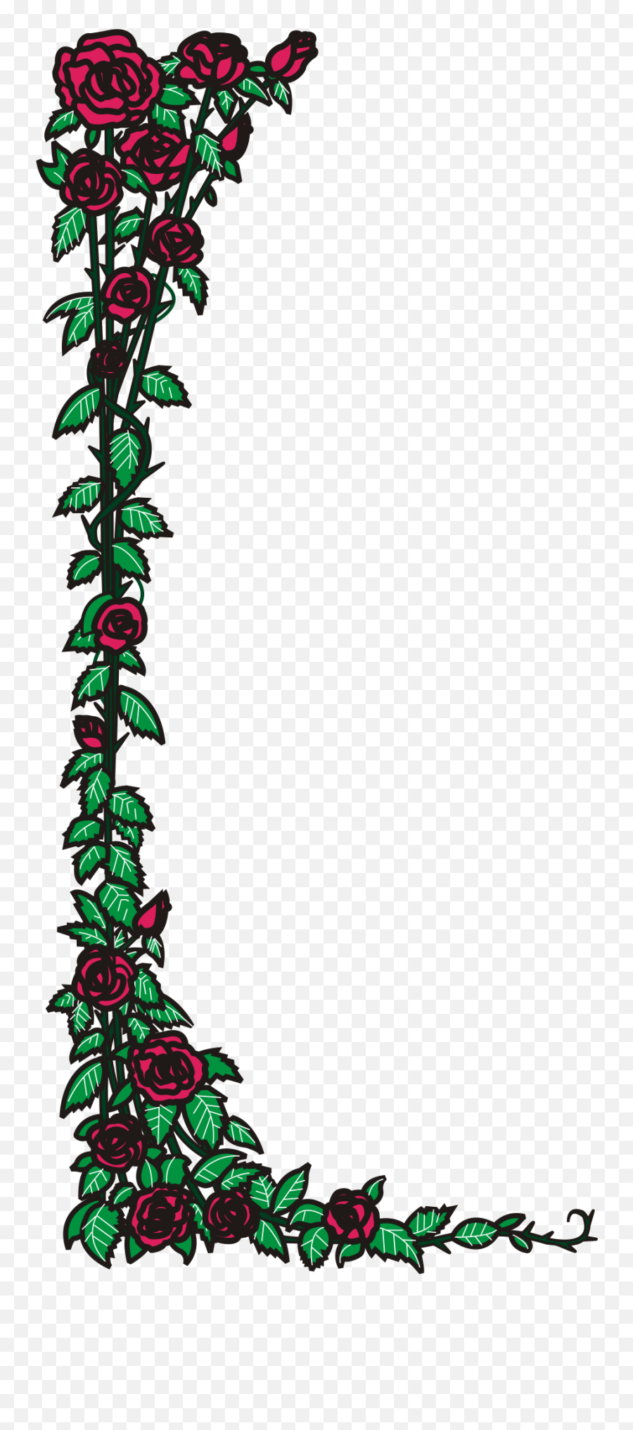 Free Transparent Rose Border Download - Rose With Thorns Border Png,Rose Vine Png