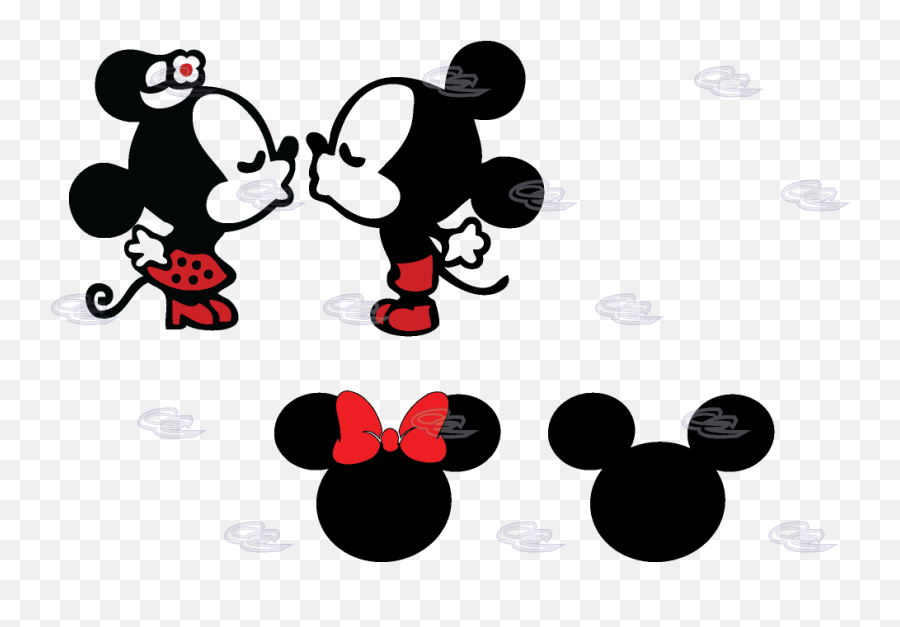 Mickey E Minnie Kiss Transparent Png - Mickey Mouse And Minnie Mouse Drawing,Mickey Mouse Silhouette Png