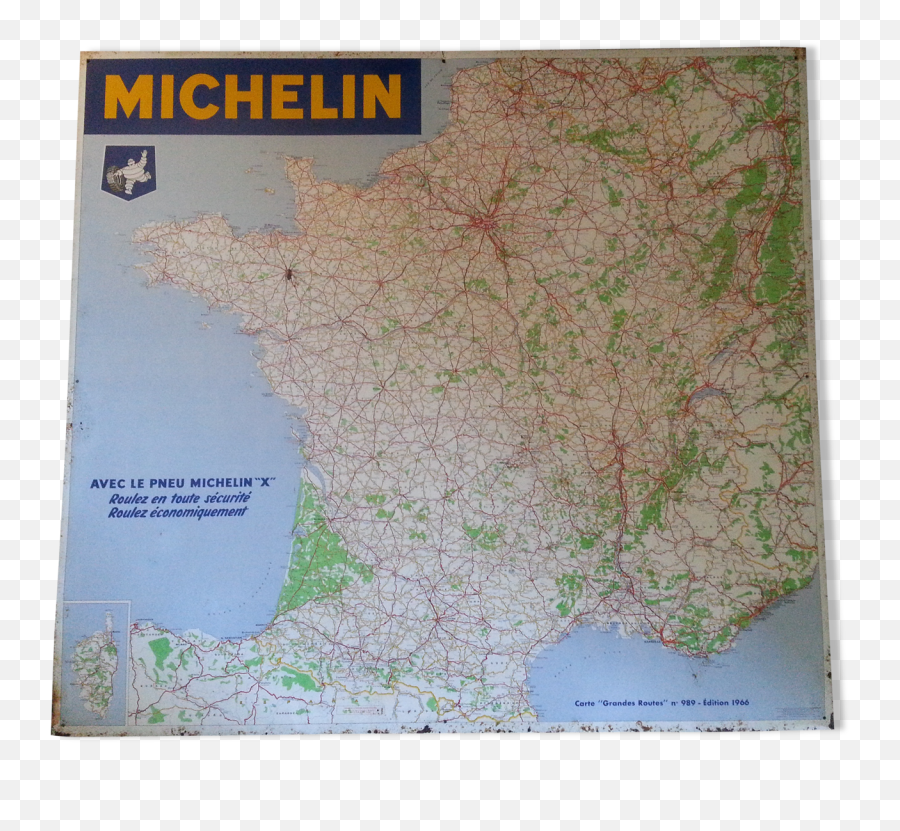 Enamelled Plate Michelin Of Highways No 989 Edition 1966 Selency - Carte France Michelin Metal Png,Michelin Logo Png