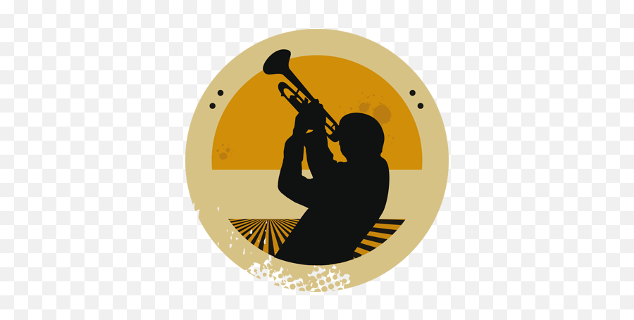 Download Hd Trumpeter Silhouette Circular Decal - Silueta De Silueta Hombre Tocando Trompeta Png,Trompeta Png