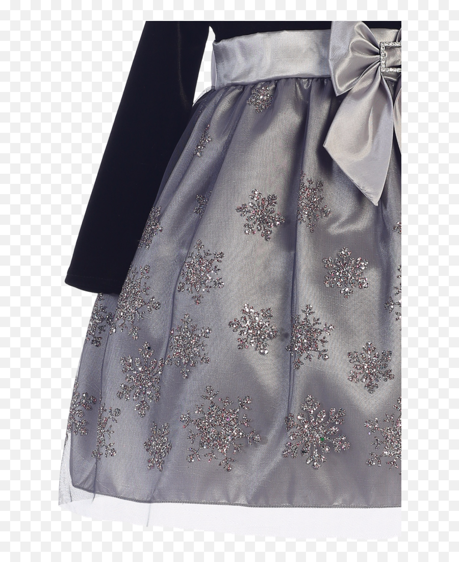 Silver Snowflake Girls Holiday Dress W Long Sleeve Velvet 3m - 10 Pink And Black Velvet Frock Baby Girl Png,Silver Snowflake Png