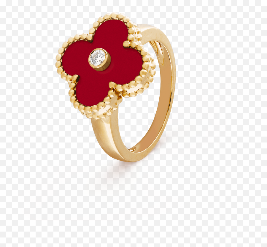 Vintage Alhambra Ring - Van Cleef Black Ring Png,Red Ring Png