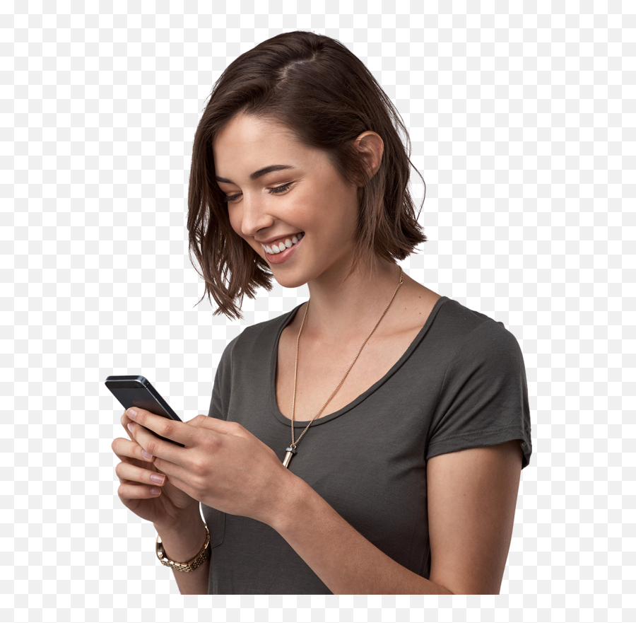 Young Woman Using The Latest Smartphone - Woman Using Phone Png,Smartphone Png