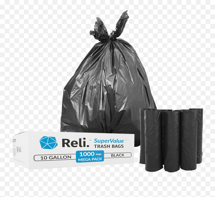 Reli Trash Bags 6 - 10 Gallon Wholesale 1000 Count Black High Density Bag Png,Trash Bag Png