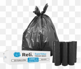 Reli Trash Bags 6 - 10 Gallon Wholesale 1000 Count Black High Density Bag Png,Trash Bag Png