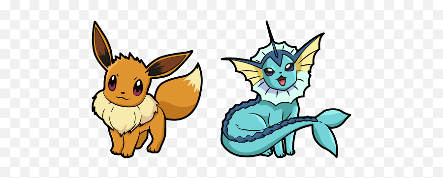 Pokemon Eevee And Vaporeon Cursor - Pokemon Eevee Embroidery Design Png,Vaporeon Transparent