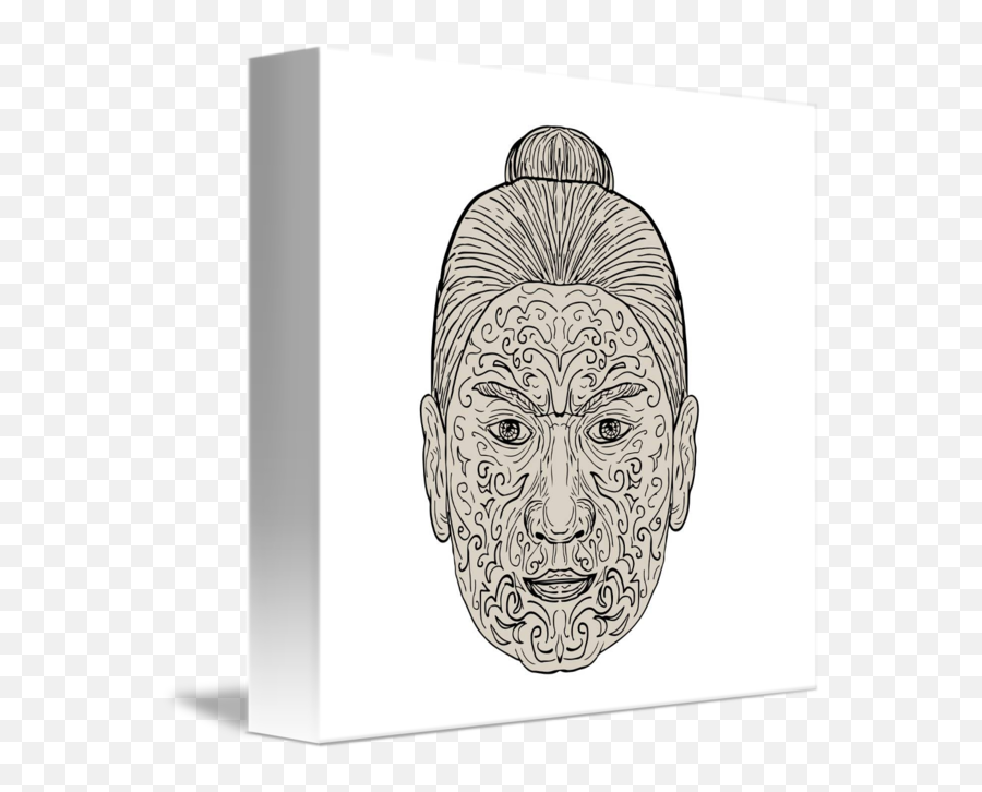 Maori Face With Moko Facial Tattoo By Aloysius Patrimonio - Hair Design Png,Face Tattoo Transparent