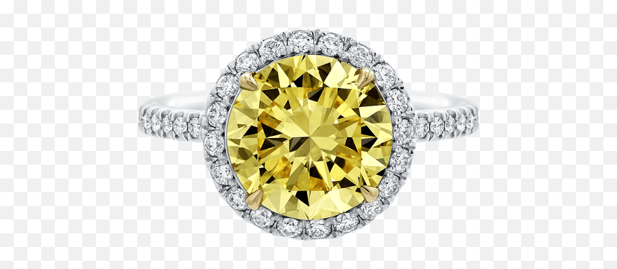 Yellow Diamond Ring With Micropavé Harry Winston - Engagement Ring Png,Yellow Diamond Png