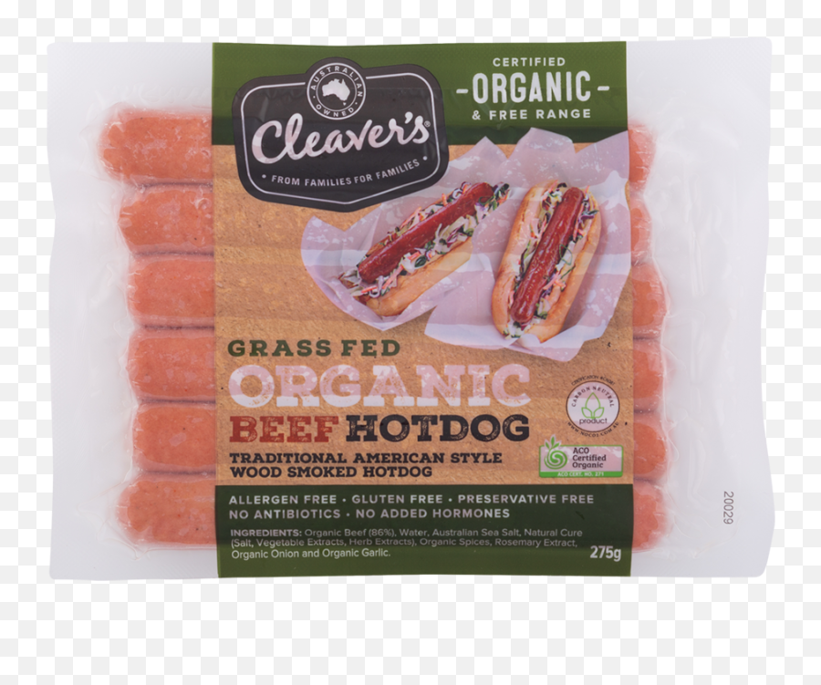 Organic Beef Hot Dog - Paleo Friendly Cleaveru0027s Organic Cleavers Hot Dogs Png,Hotdog Transparent