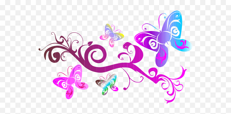 Colorful Flourish With Pink Butterfly - Vector Mariposas Rosadas Png,Flourish Png