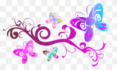 Colorful Flourish With Pink Butterfly - Vector Mariposas Rosadas Png,Flourish Png