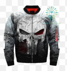 Skull Punisher Over Print Jacket - Familylovescom Kansas Chiefs Bomber Jacket Png,Trump Punisher Logo