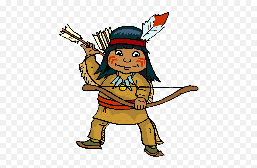 Native American With Bow And Arrow - Cartoon Native American Indian Png,Indian Arrow Png