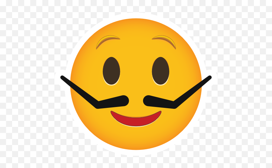 Phone Emoji Sticker Silly Mustache - Wide Grin Png,Mustache Icon For Facebook