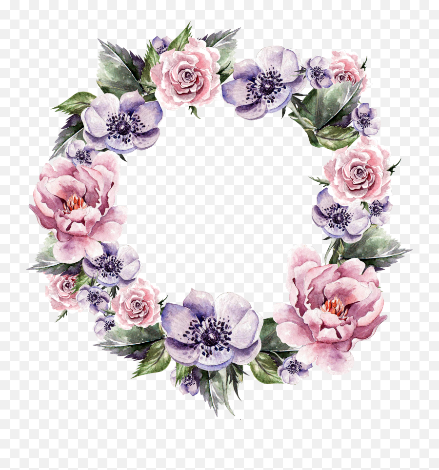 Flower Wreath Wedding Invitation - Transparent Background Flower Wreath Png,Wedding Flowers Png