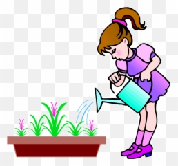 Plants Clipart Child - Girl Watering The Flower Cartoon Uses Of png
