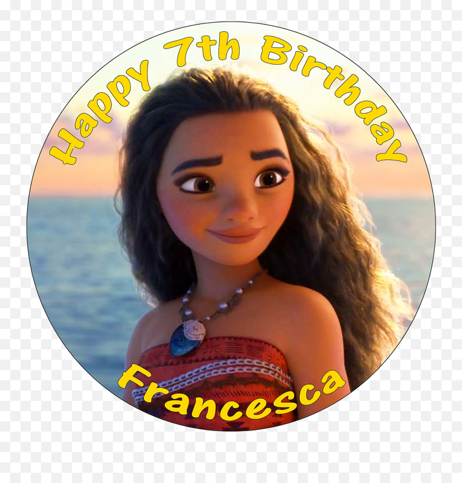 Moana Princess Birthday Cake Edible Round Printed Topper Decoration - Printed Moana Cake Topper Png,Moana Characters Png