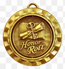 Honor Roll Gold Spinner Medal - png