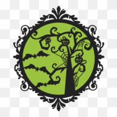 Halloween Tree Frame Svg Scrapbook Cut File Cute Clipart - Silhouette Halloween Svg Free Png,Halloween Tree Png