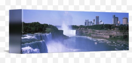Waterfall With City Skyline The Background By Panoramic Images Png