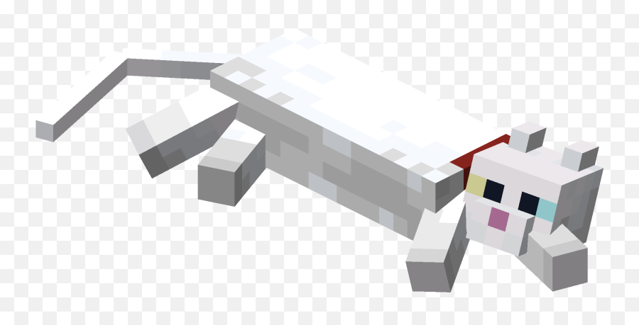 Lying Down White Cat With Red Collar - Minecraft Cat Png,White Cat Png