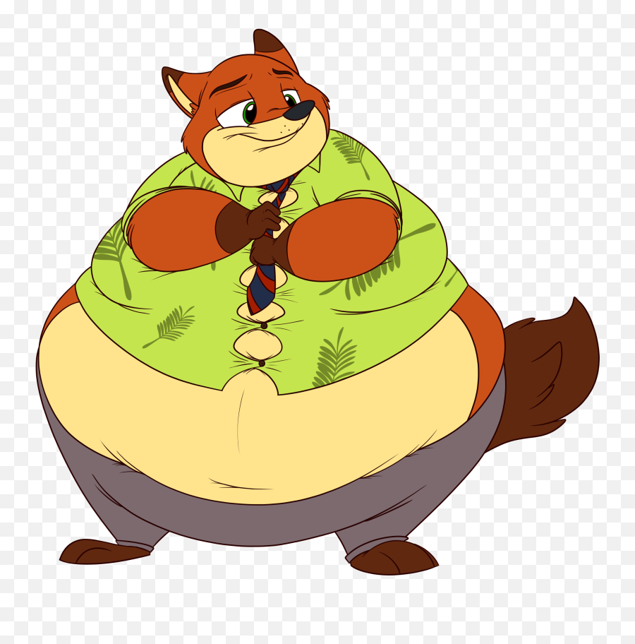 Nick Wilde Weight Gain Transparent Png - Fat Nick Wilde,Nick Wilde Png