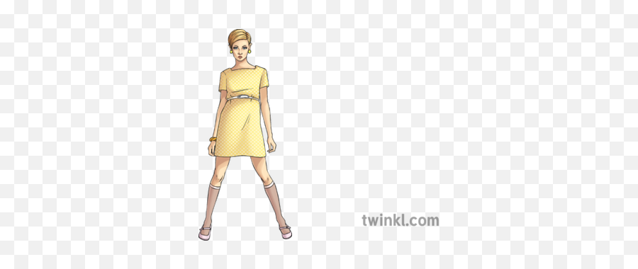 60s Fashion Twiggy 2 Illustration - Twinkl Police Woman Uae Clipart Png,Fashion Transparent