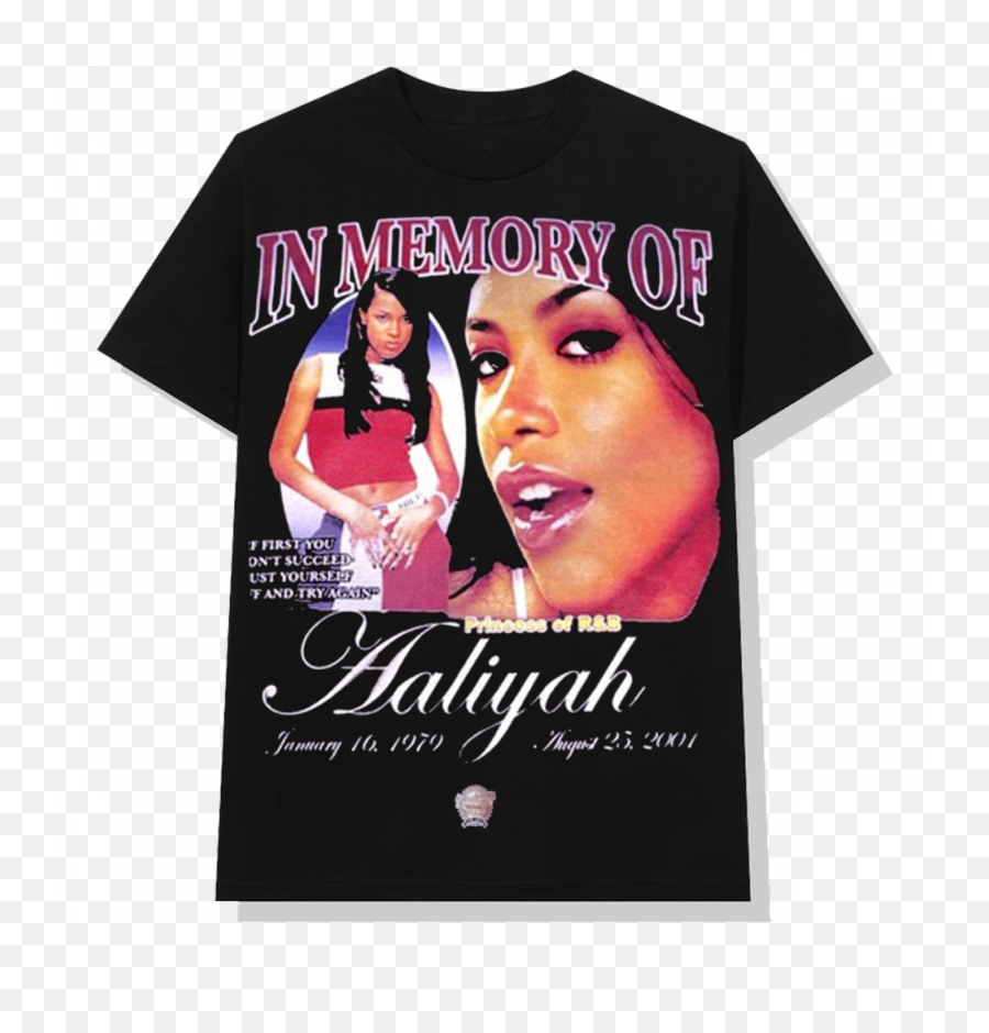 Aaliyah In Memory Black Tee Rare - Aaliyah Vintage Shirt Png,Aaliyah Png