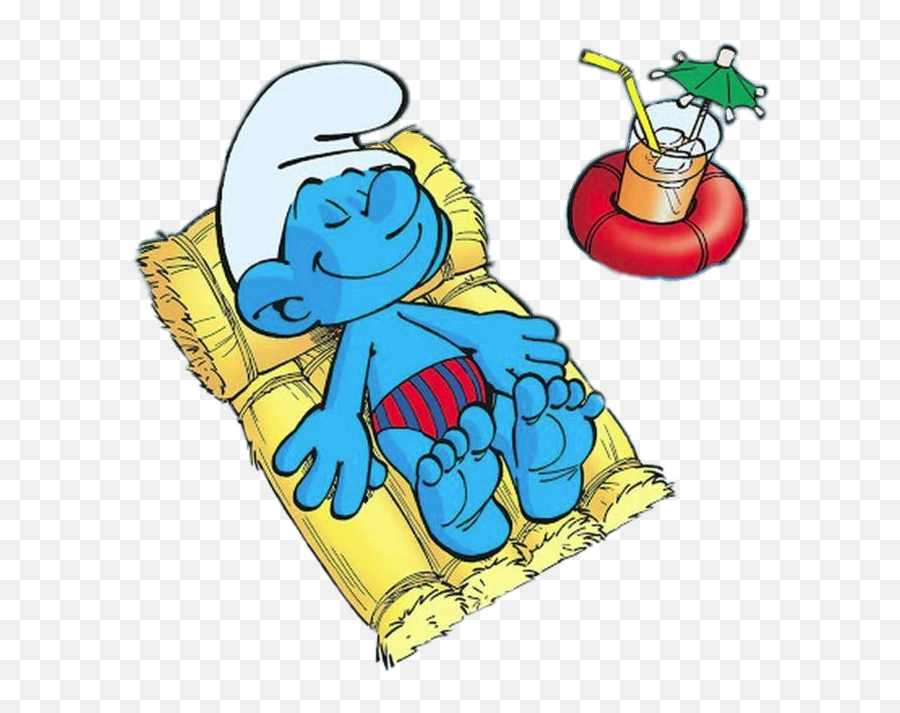 Smurf Relaxing In The Pool Png Image