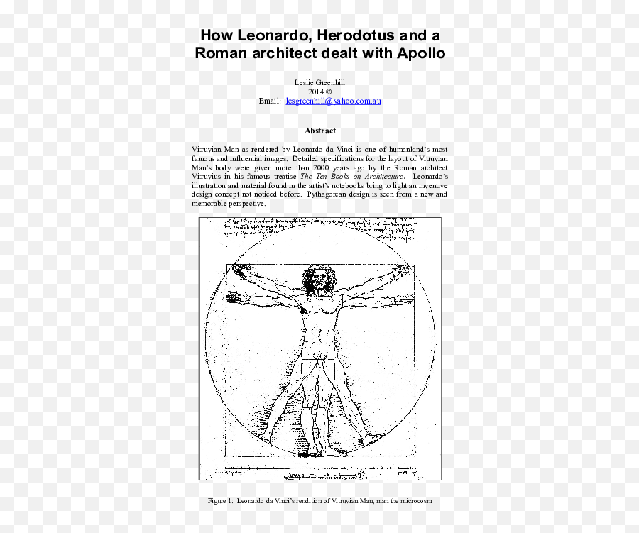 Doc How Leonardo Herodotus And A Roman Architect Dealt - Leonardo Da Vinci Png,Vitruvian Man Png