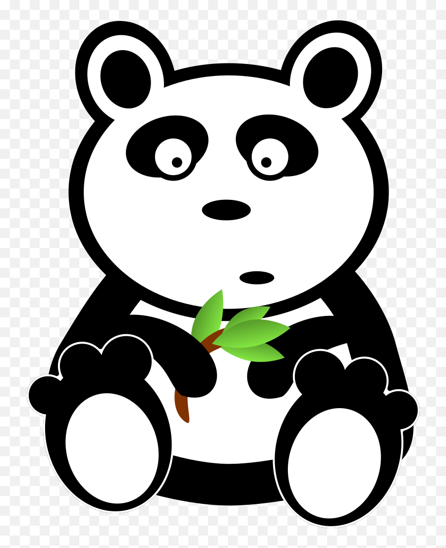 Cartoon Panda With Bamboo Leaves Png Svg Clip Art For Web - Endangered Animals Black And White Clipart,Panda Cartoon Png