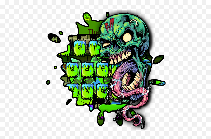 Zombie Skull Graffiti Keyboard Theme 10001004 Apk Download - Illustration Png,Graffiti Transparent Background