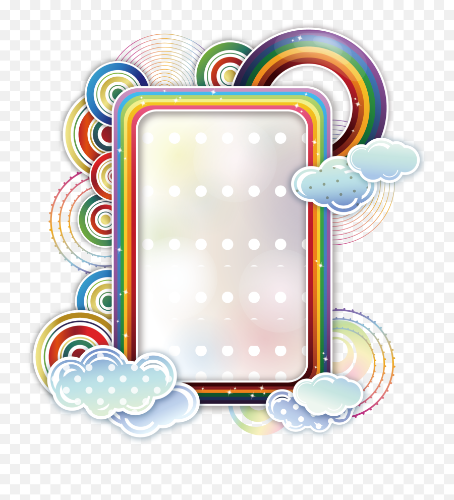 Borders And Frames Rainbow Cloud Clip Text - Vector Border Rainbow And Clouds Borders Png,Border Vector Png