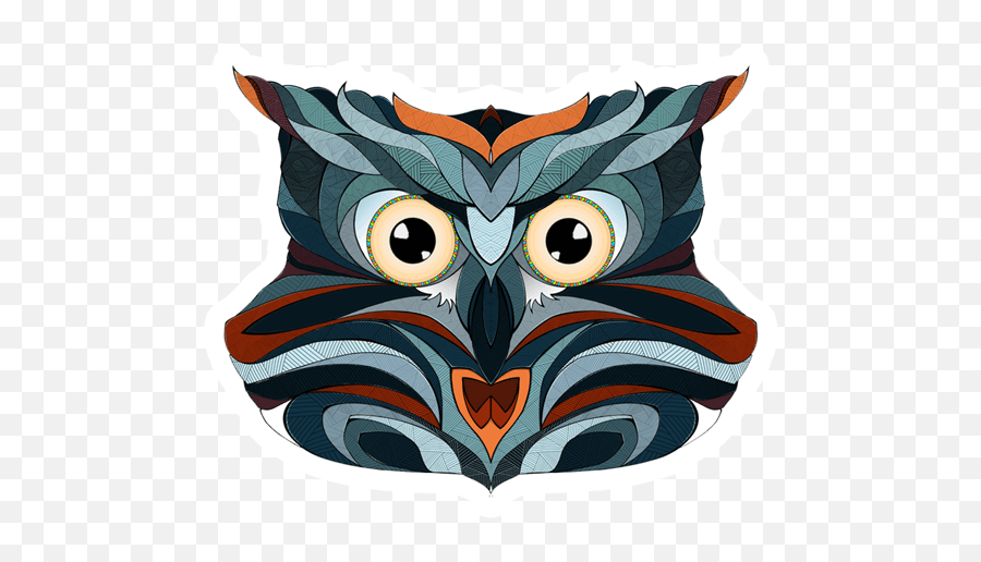 Colourful Owl Sticker - Just Stickers Great Horned Owl Png,Ovo Owl Png