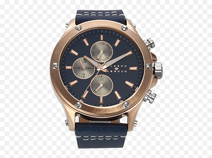Joseph Abboud Rose Gold Navy Leather - Watch Strap Png,Hex Icon Watch Band