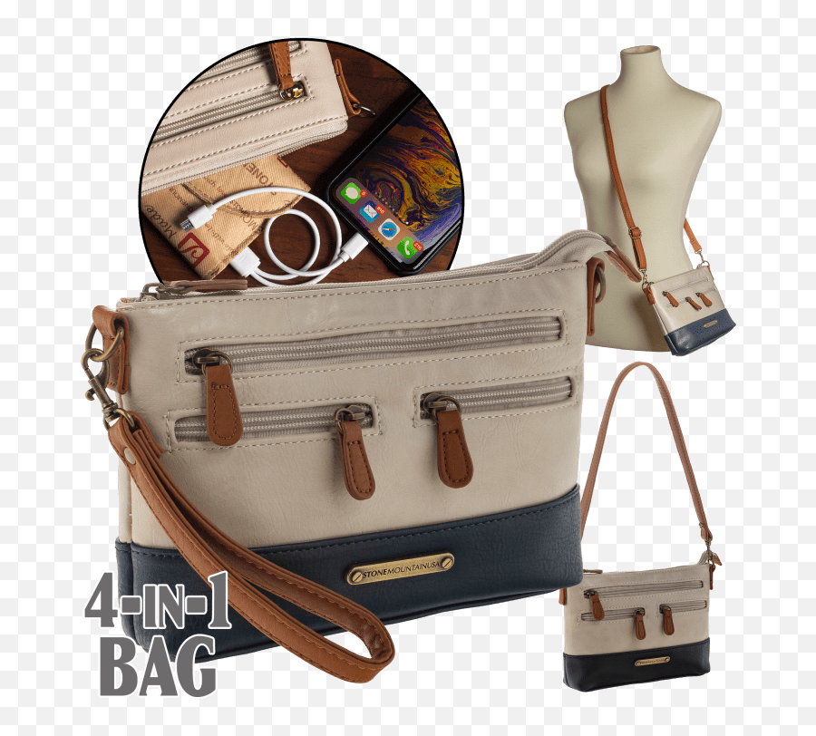 Stone Mountain 4 - In1 Genuine Leather Charging Handbag Messenger Bag Png,Icon Painted Purses