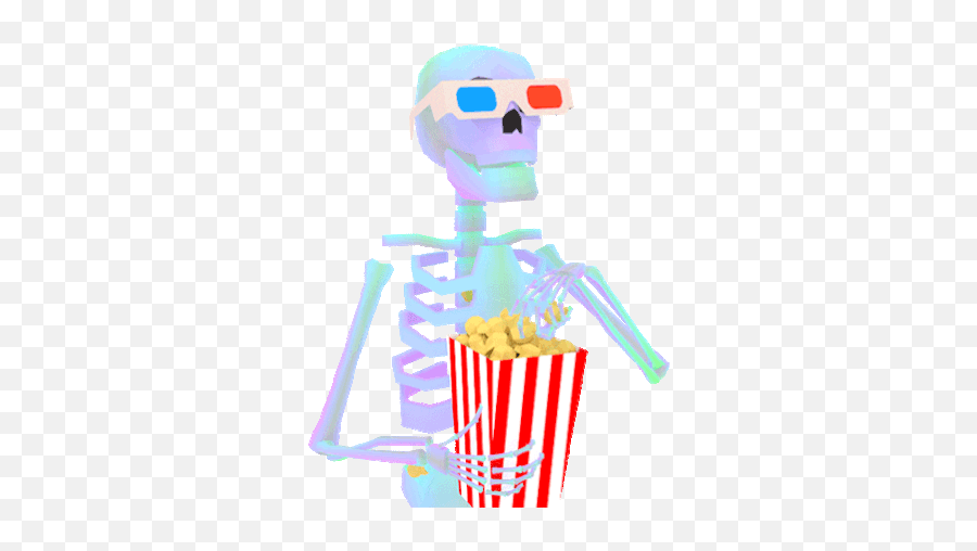 Skeleton Popcorn Sticker - Skeleton Popcorn Movies Transparent Eating Popcorn Gif Png,Skeleton Icon Tumblr