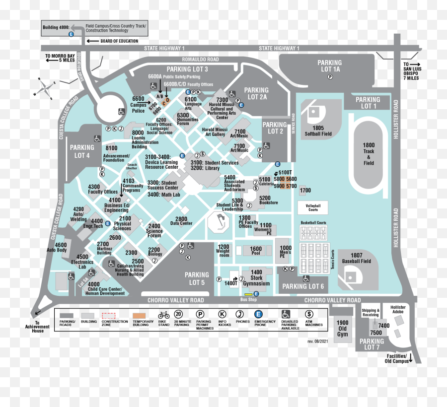 San Luis Obispo Campus Map Cuesta College - Cuesta Map Png,Icon Parking Map