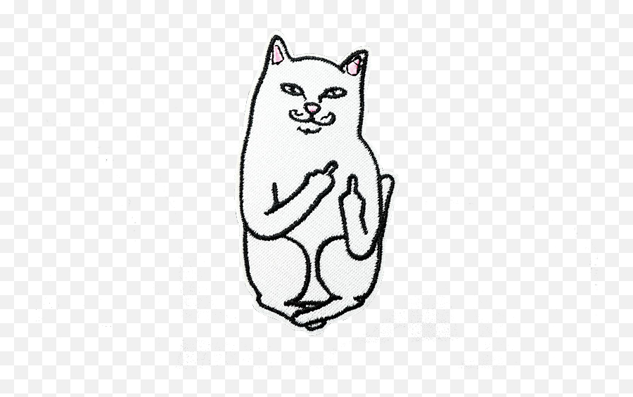 White Cat Png - White Cat Patch Iron On Gato Sacando El Middle Finger Cat Png,Cat Png